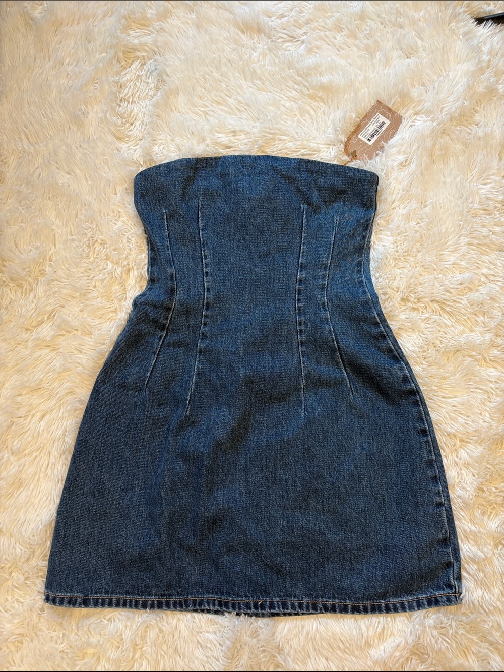 Meshki Strapless Dark Blue Denim Mini Dress